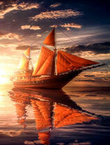 Большой корабль в открытом море