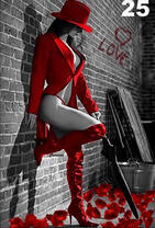 Девушка в красном наряде с зонтом