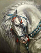 Игривый белый конь