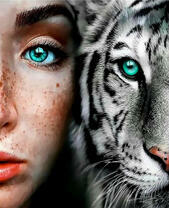 Девушка и белый тигр