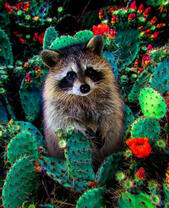 Енот среди кактусов