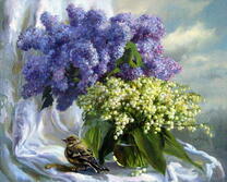 Два пушистых букетика и птенец