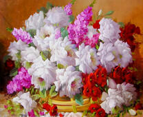 Большой букет с разноцветными розами