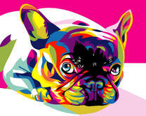 Разноцветный грустный пёсик