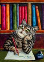 Кот-писатель в библиотеке