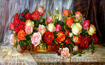 Большая корзина пышных роз