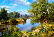 Красочный вид на долину реки