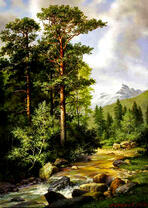 Тихая река у подножья горы