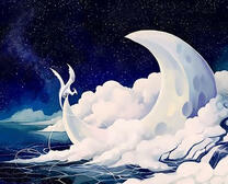 Белый дракон на луне