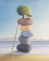 Дерево на камнях у моря