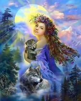 Девушка с венком и волками