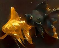 Черная и золотая рыбки