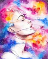 Девушка дышит цветом