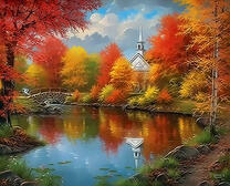 Озеро в окружении осени