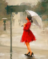 Девушка под белым зонтом