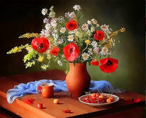 Ромашки, маки и черешня