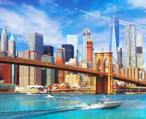 Вид на Бруклинский мост с реки