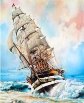 Корабль преодолевает волны