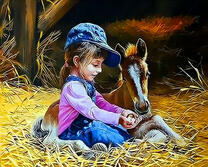 Девочка с жеребенком