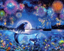 Касатки, корабль и салют