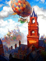 Дирижабль возле часовни