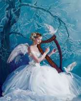 Ангел с арфой и птицами