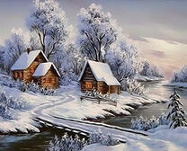 Заснеженные деревенские домики