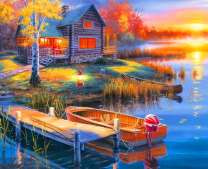 Лодка у дачного домика