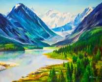 Широкая река между гор