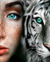 Девушка и белый тигр