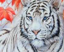 Амурский тигр в осенней листве