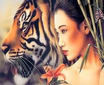 Девушка, тигр и лилия