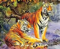 Два тигра и начало осени в лесу