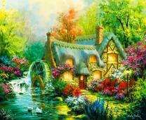 Сказочный домик с водяной мельницей