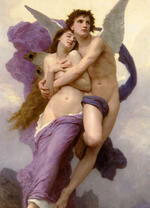 Обнаженные ангел и длинноволосая девушка