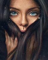 Голубоглазая молодая девушка