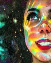 Девушка и звездное небо