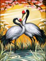 Влюбленные журавли на озере