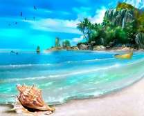 Красочный пляж тропического острова