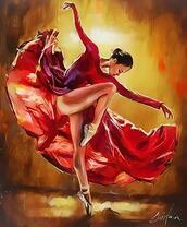 Изящная балерина в красном платье