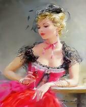 Дама в открытом красном платье