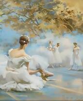 Девушки-балерины под деревьями