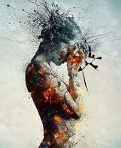 Разбитая девушка в огне