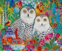 Две совушки в цветах