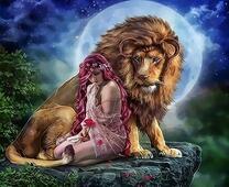 Девушка и лев под луной