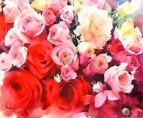 Букет ярких разноцветных роз