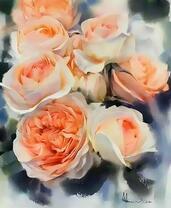 Букетик оранжево-белых роз