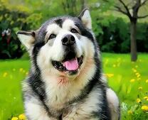 Молодой хаски на весенней полянке