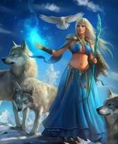 Волшебница с волками и совой