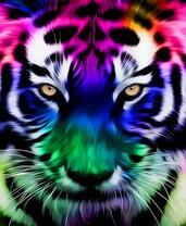 Пушистый тигренок в ярких красках